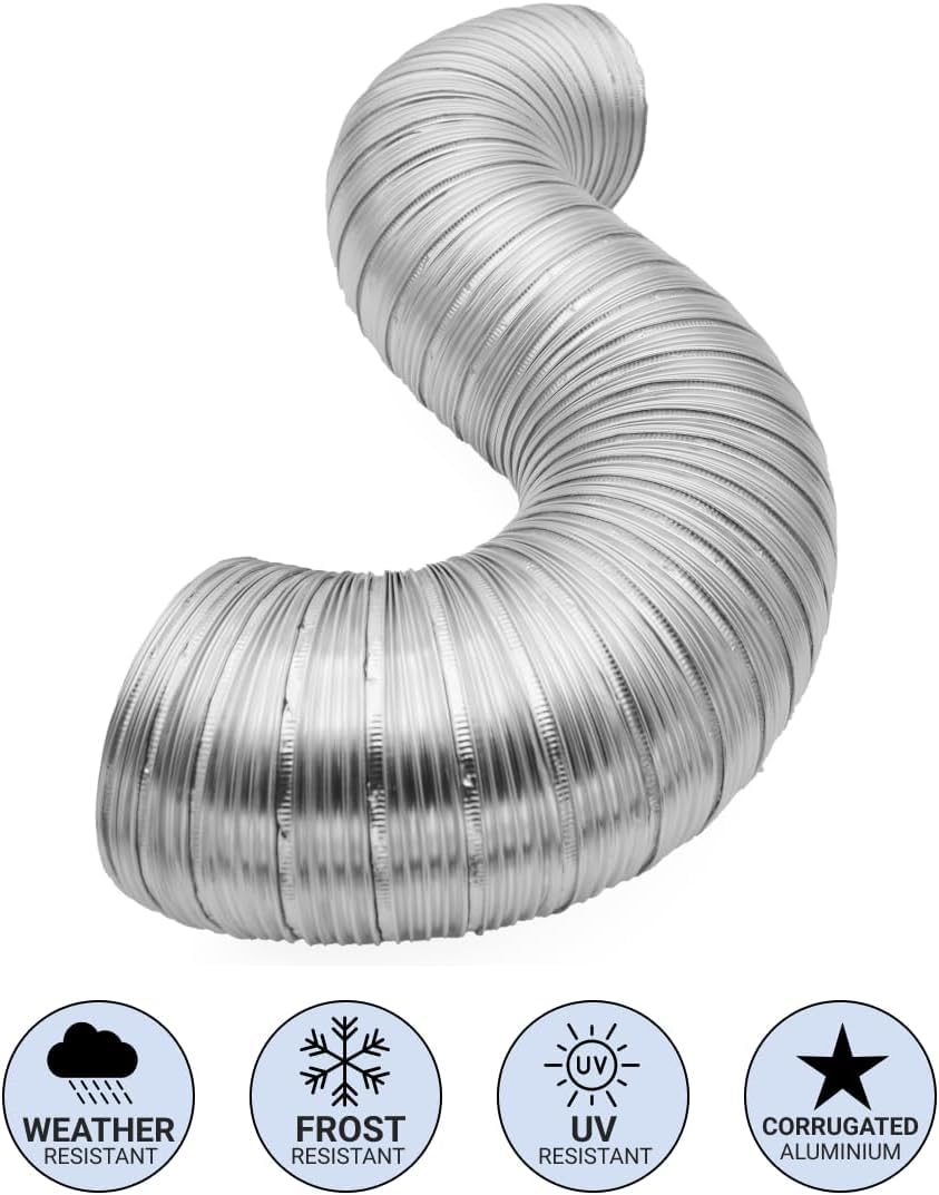 Intelmann Flexibele aluminium buis 140 mm lengte 5 meter ventilatiebuis