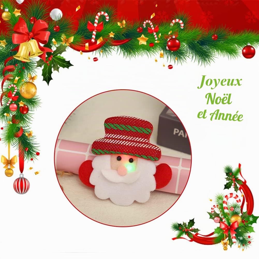 Broches de Noël à LED Broche de Noël Broches de Noël Clignotantes à LED Broche de Noël Broches Broche de Noël Lumineuse LED Broche de Décoration de Noël Épingles de Noël pour Thème de Noël 2 Pièces