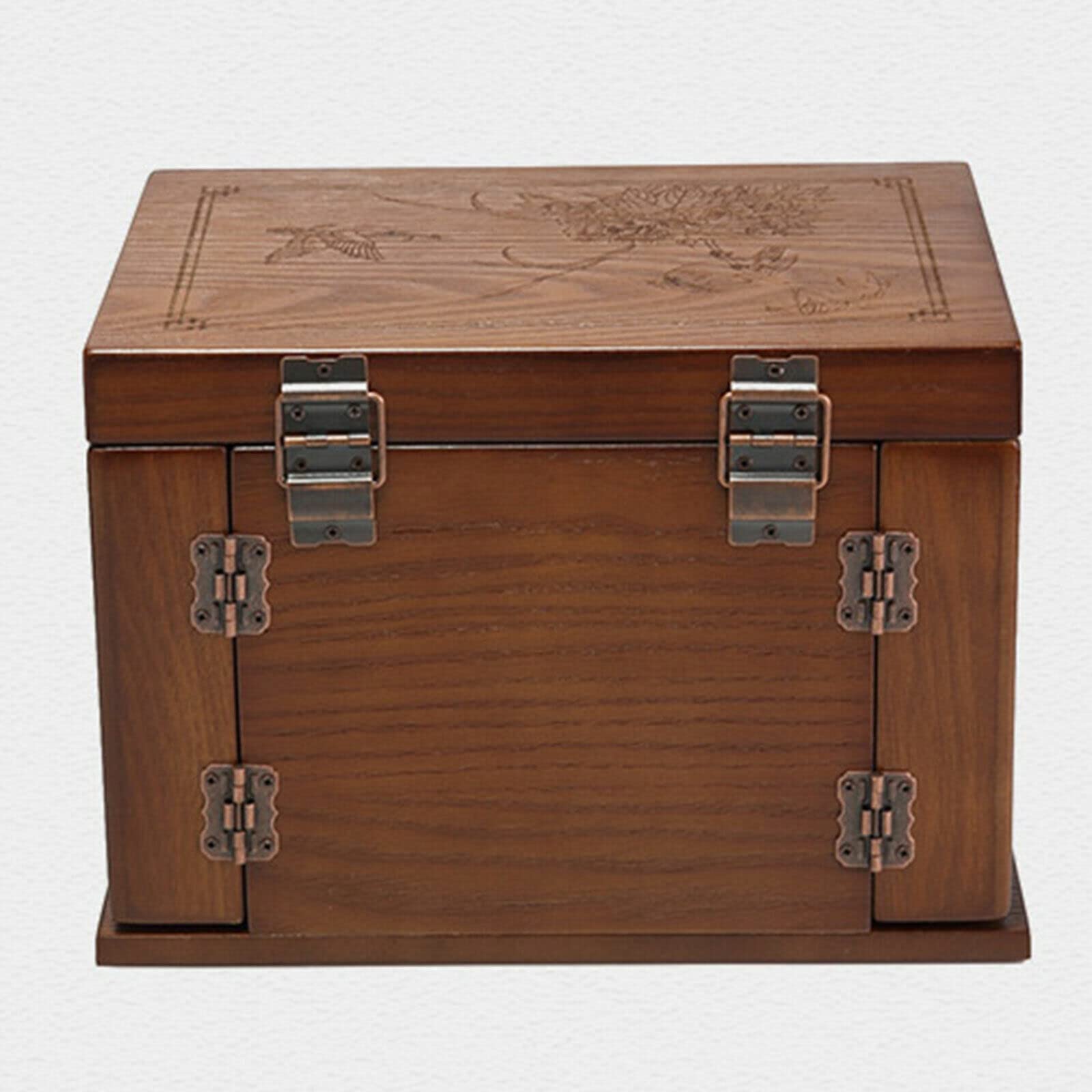 Schmuckkasten Schmuckschrank 5 Schichten Schmuckschrank Schatulle aus Holz Große Schmuckkästchen mit Spiegel 5 Schichten+2 ausklappbare Schränke Braun