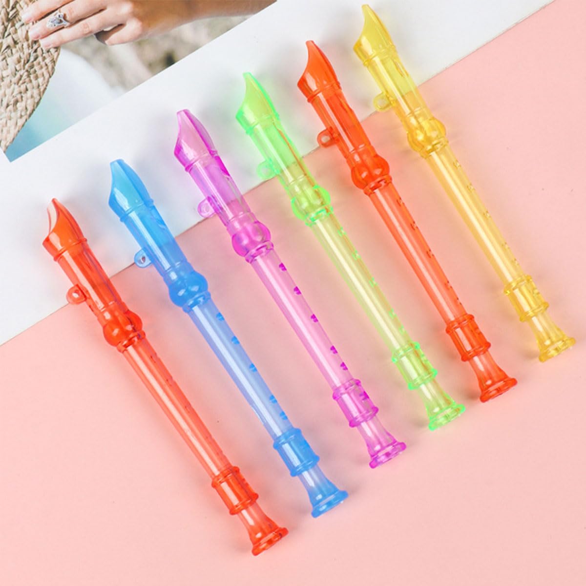 Mini Flûte En Plastique Transparent 6 Trous, Flûte à Bec Pour Enfants, Instruments de Musique Éducatifs, Cadeaux, 10PC