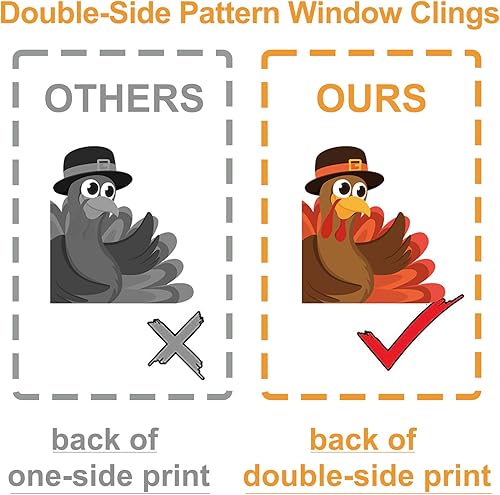 Miniatura 4 de Calcomanías de otoño para ventana, 9 hojas de Acción de Gracias y otoño para ventanas