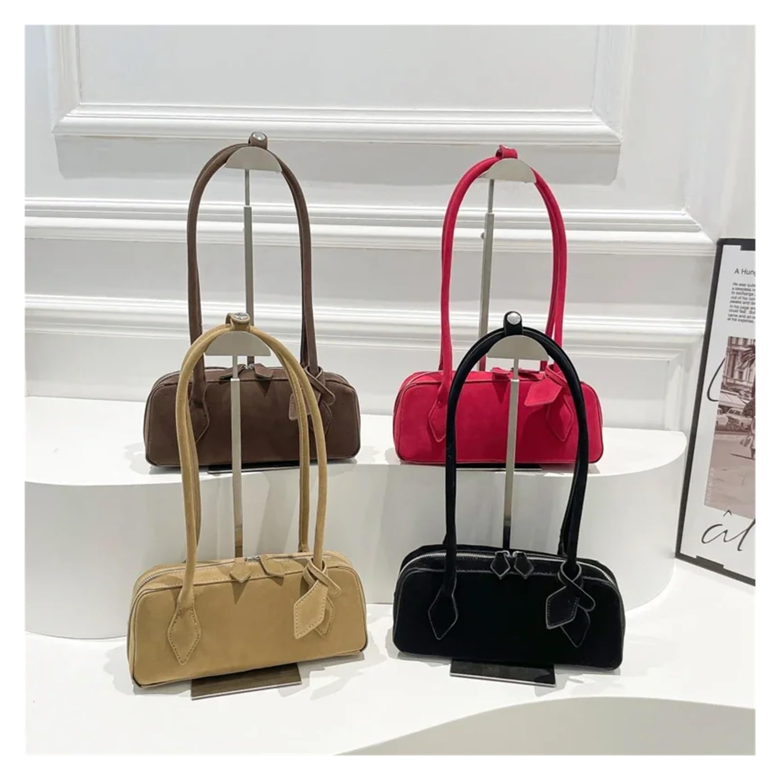 Bolso bandolera PU Zipper Solid Color Bowling Shoulder Bags Simple Tote Women's Bag Cute Underarm
