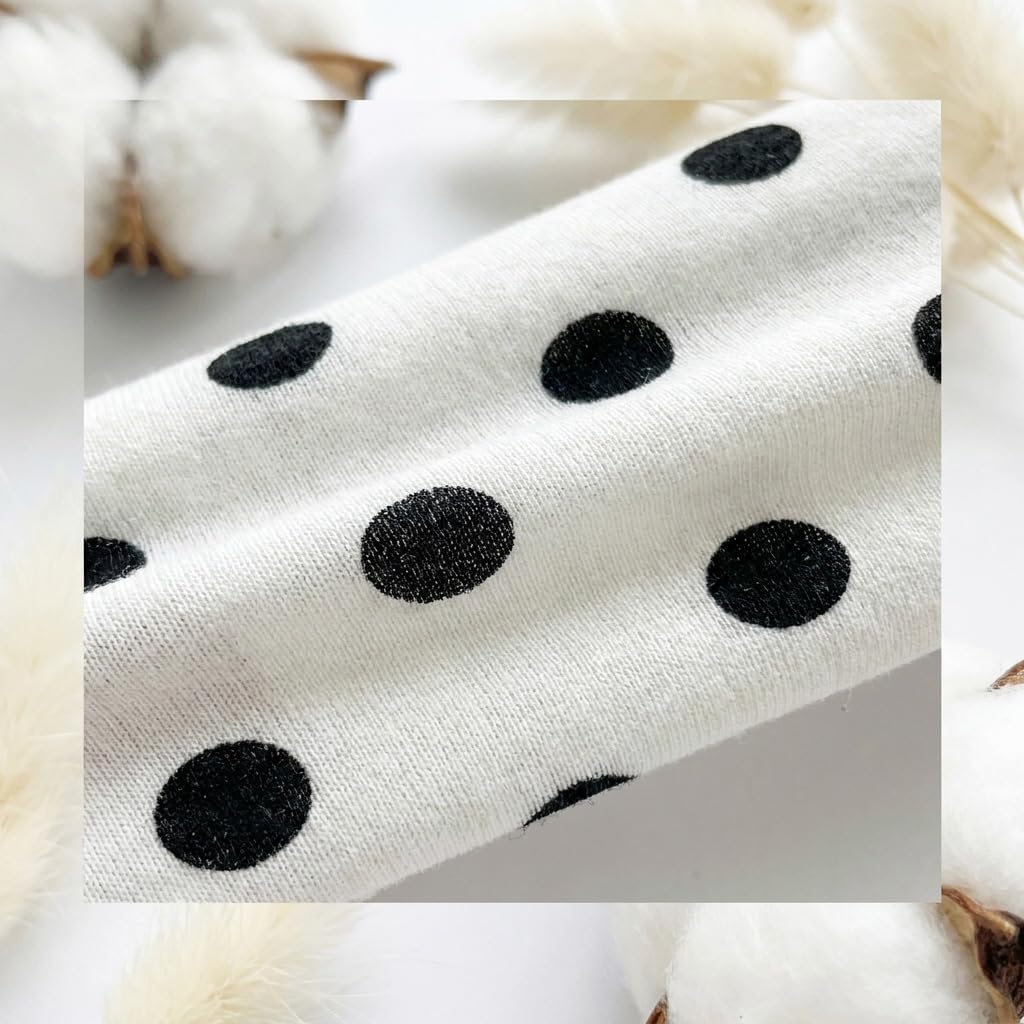 2 Pcs Polka Dot Headbands for Women Black and White Vintage Stretchy Elastic Non Slip Soft Wide Stylish Fashion Polka Dot Sweatband Headband Hair Accessories Sports Yoga Workout Hiking Running