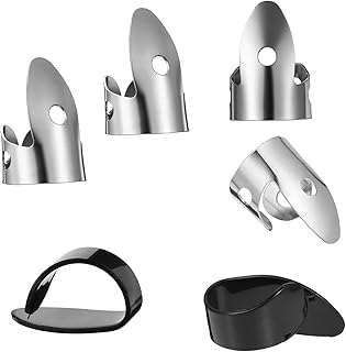 SHENLIU 6Pcs Finger Guitar Picks, Adjustable Banjo Finger, Metal Thumb Pick for Acoustic Guitars Bass Picking, Guitars Thumb Picks for Harp Bass Pick Guitar Banjo and Other Instruments