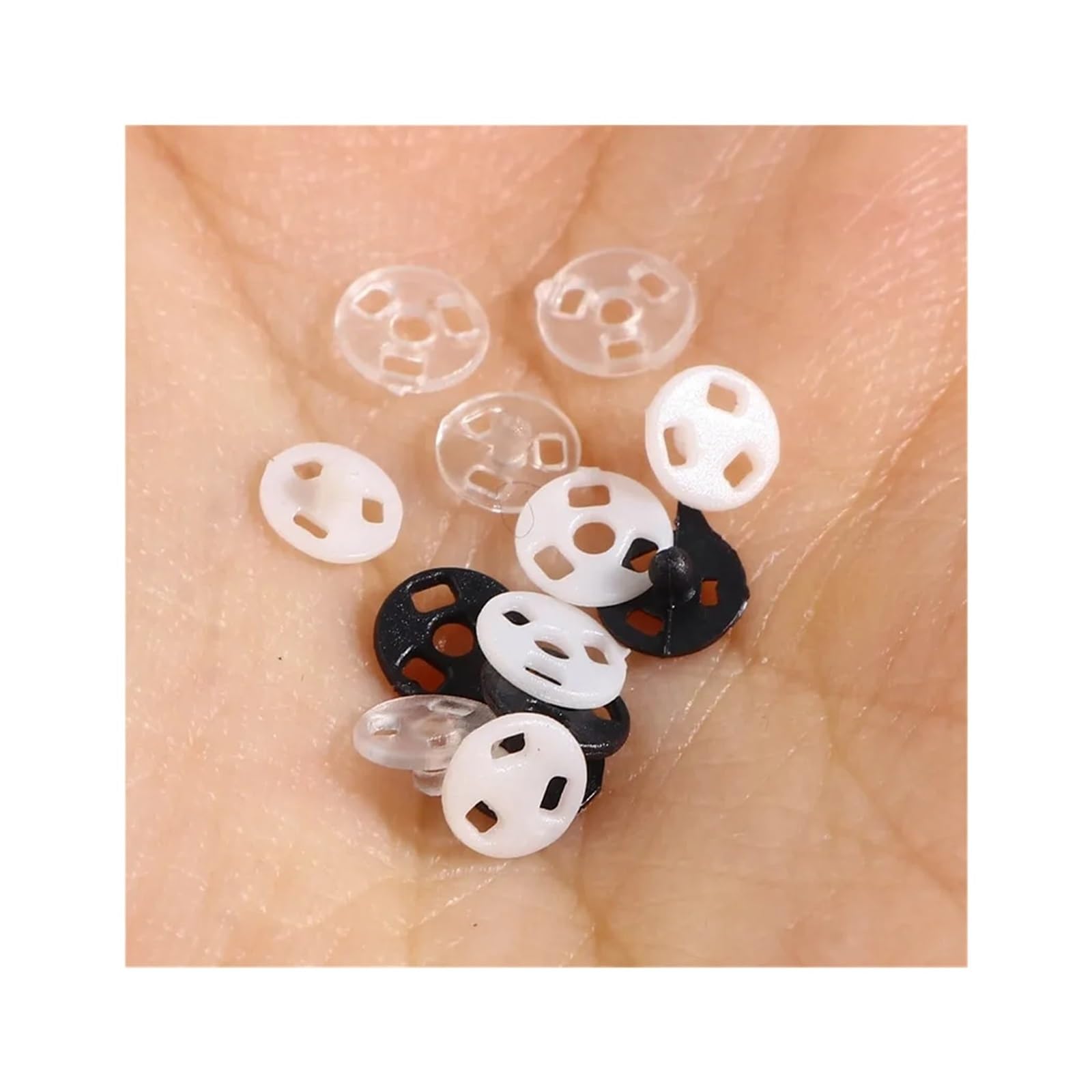 Broches for coser 300 juegos de cierres a presión plástico, botón, costura for ropa, fabricación muñecas, redondo oculto 4mm(White)