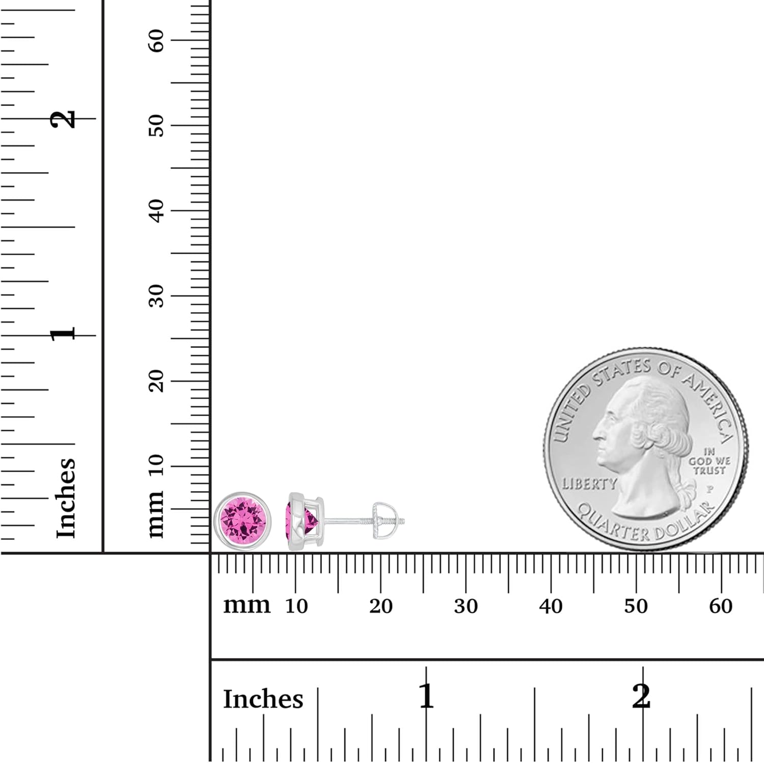 14K Gold Plated 925 Sterling Silver Hypoallergenic 7mm Round Bezel Set Genuine Birthstone Solitaire Screwback Stud Earrings - Image 4