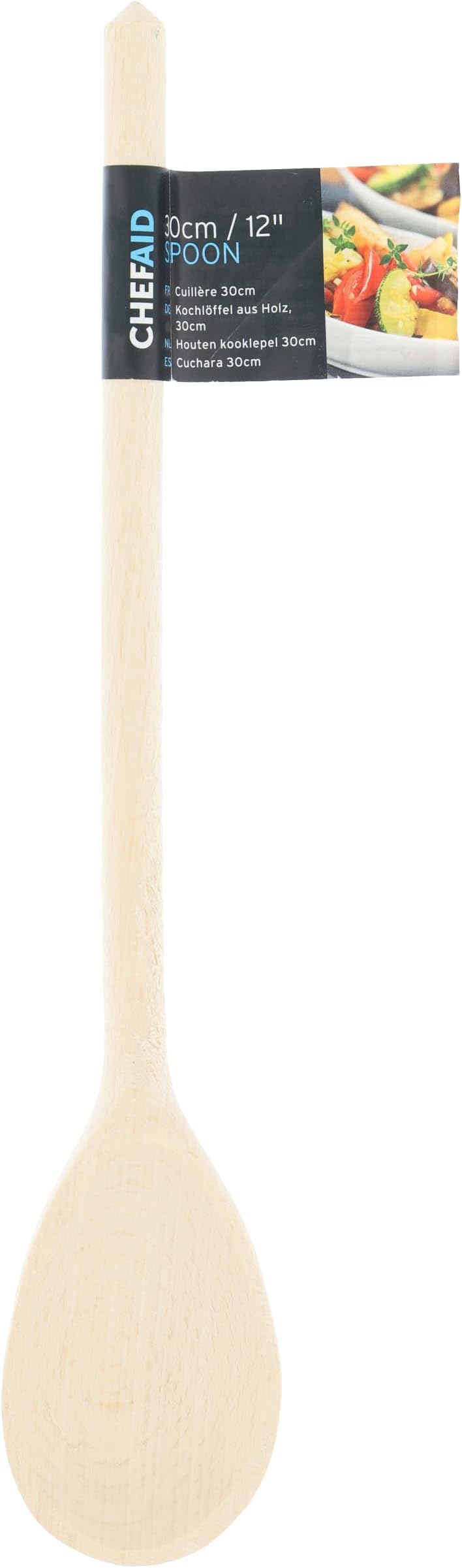 Chef Aid 12 Inch Spoon, Perfect for home Baking and Cooking, Crafted with a oval spoon edge for ease of use and sourced from well managed forests, Non Stick Friendly Kitchen Essential