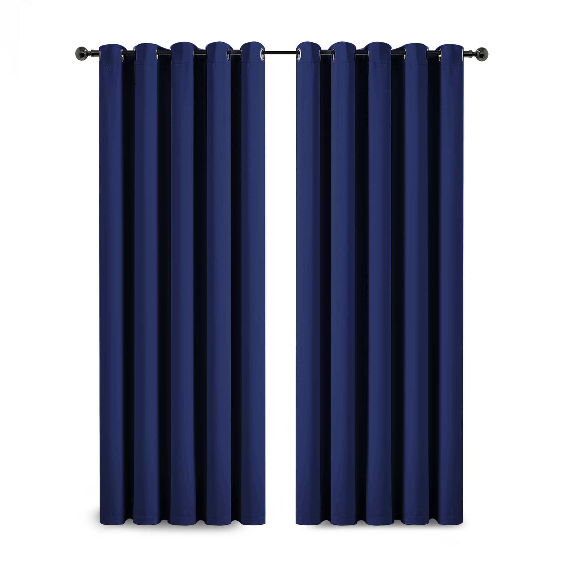 Yorkshire Bedding Ring Top Blackout Curtains for Bedroom 90x90 Inch Super Soft Thermal Insulated Navy Curtains Darkening Panels + 2 Tiebacks