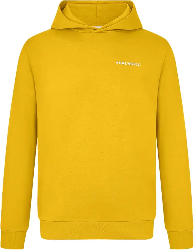 Moletom com capuz Core Reverse Verlässlich – 100% algodão orgânico pesado, ajuste unissex, logotipo frontal e traseiro