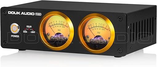 Douk Audio VU22 Dual Analog VU Meter Display DB Panel MIC+LINE Sound Level Meter (Black)