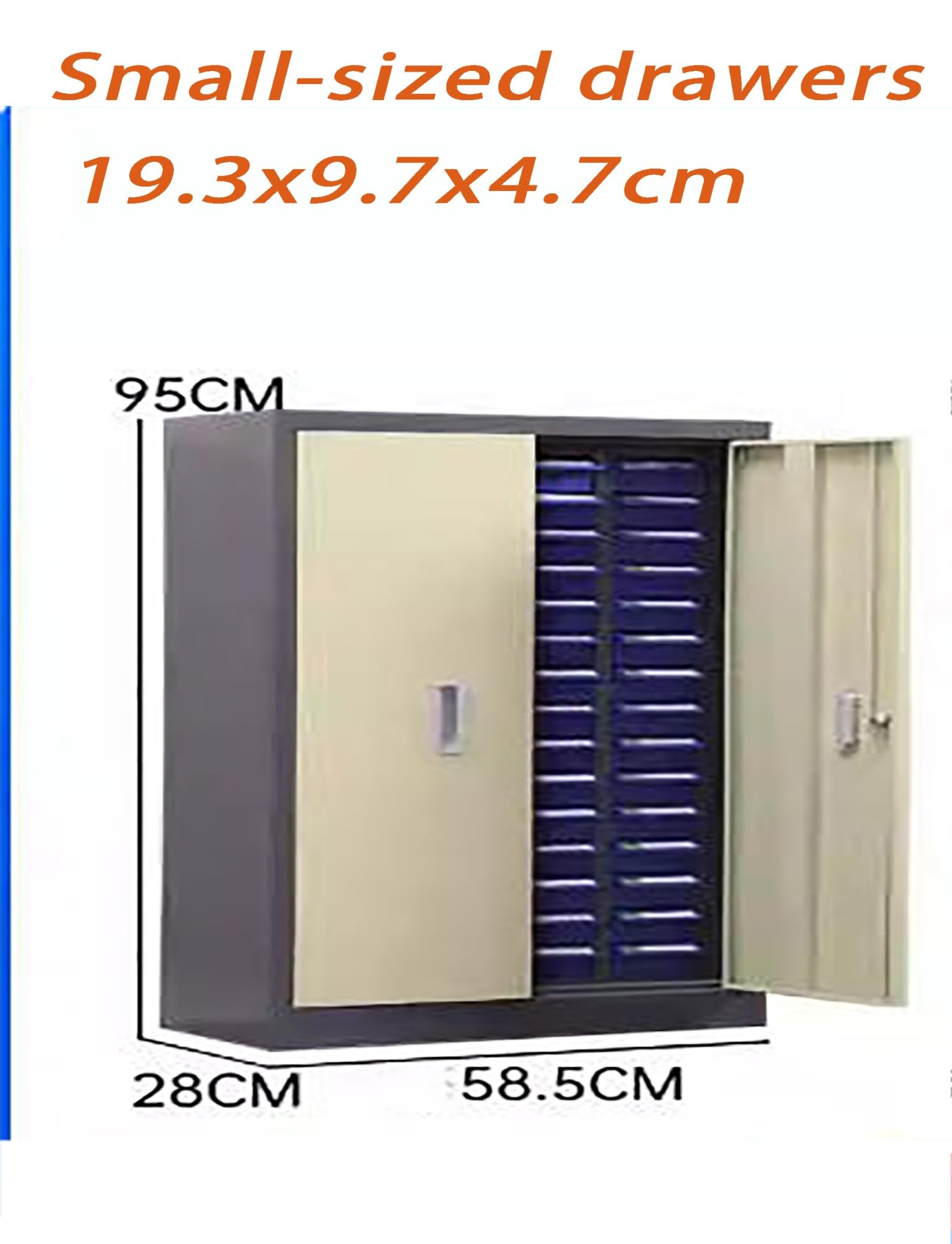 Armadietto multi-cassetto con anta, organizer impilabile per parti di officina e componenti elettronici