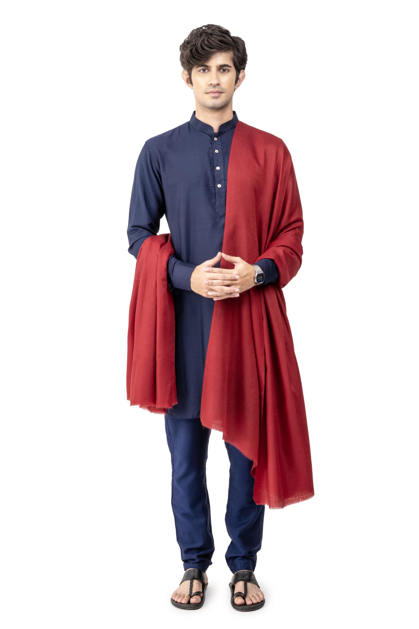 naureen Men Luxurious Classic Plain Shawl, Warm and Soft, 40x80 inch-picture-34