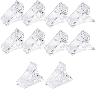Doryum 10 PCS Nail Clips, Polygel Nail Clips, Gel Nail Clips, Nail Forms Clips, Dual Forms Clips, Transparent Polygel Quick Building Nail Tips Clips, Nail Extension Builder Clamps