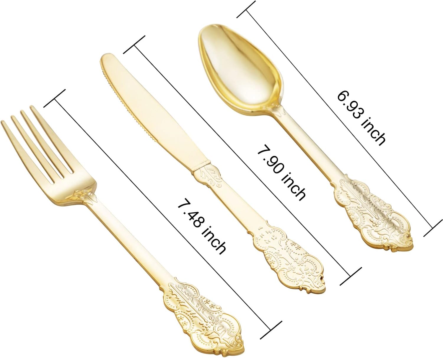bUCLA 600 Pieces Gold Plastic Silverware - Plastic Gold Utensils - Heavyweight Disposable Cutlery - 200 Forks, 200 Spoons, 200 Knives for Party & Wedding