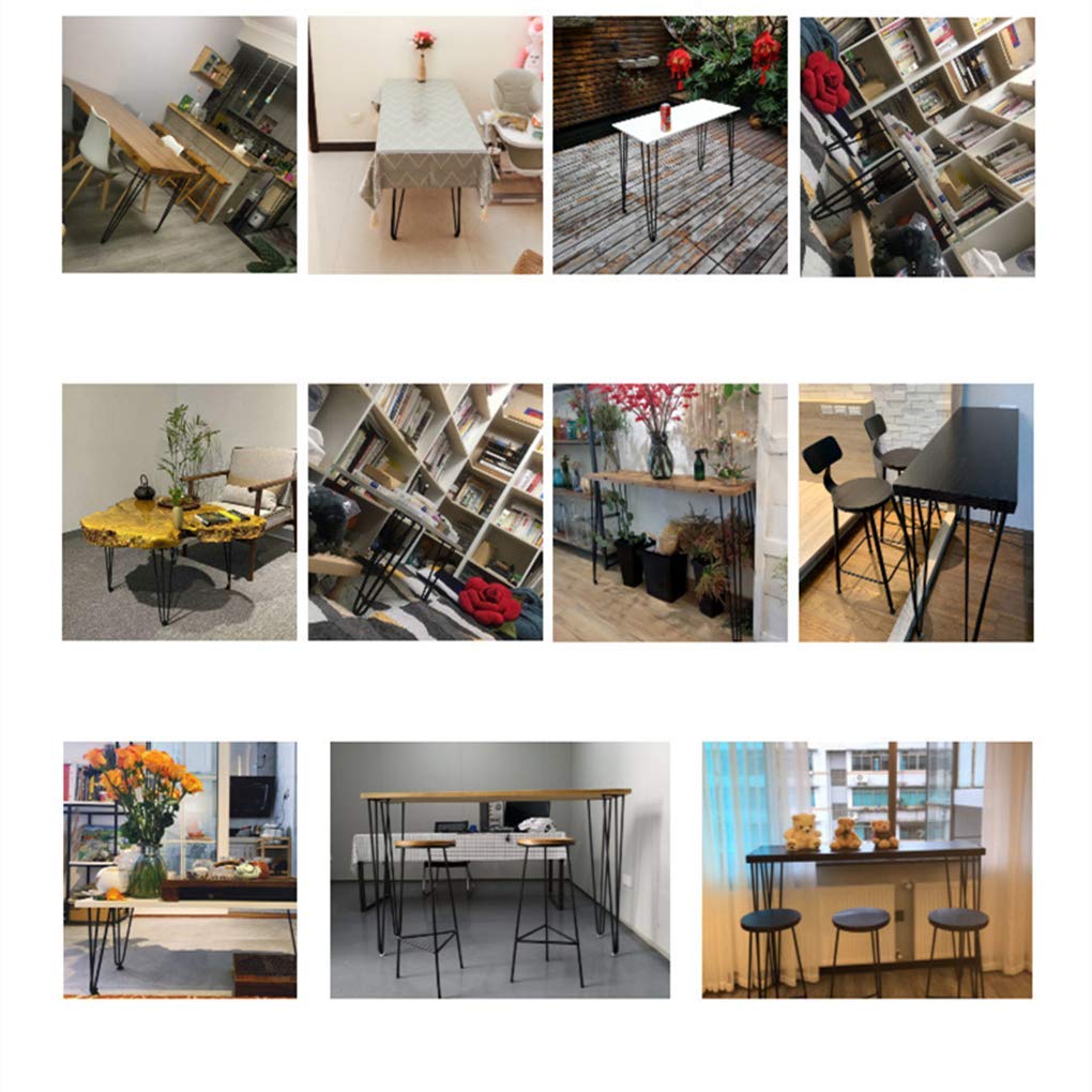 Muebles Piernas4Pcs Tabla de Horquilla Piedra Muebles Piernas Muebles Pies Piedra Piedra Diy Muebles Metal Acero Mesa Piernas con Tornillos Libre Protector Pies Estable, 3Rods, Negro/20Cm