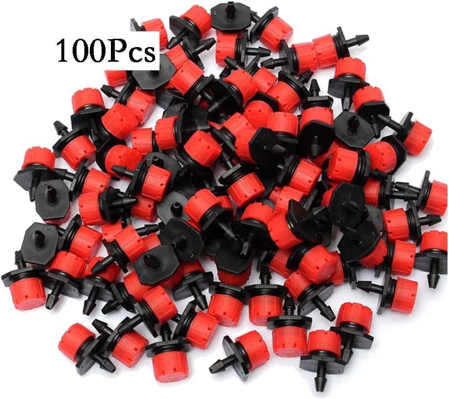GreeStore 100Pcs Micro Flow Drip Irrigation Dripper Head 1/4 Inch Hose Micro dripper Adjustable Garden Irrigation Misting