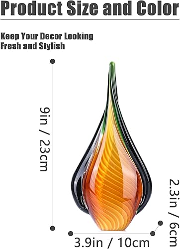 Miniatura 2 de XMGZQ Escultura de vidrio soplado a mano de 9 pulgadas de alto, pisapapeles de vidrio caído para escritorio de oficina, figuras de arte moderno