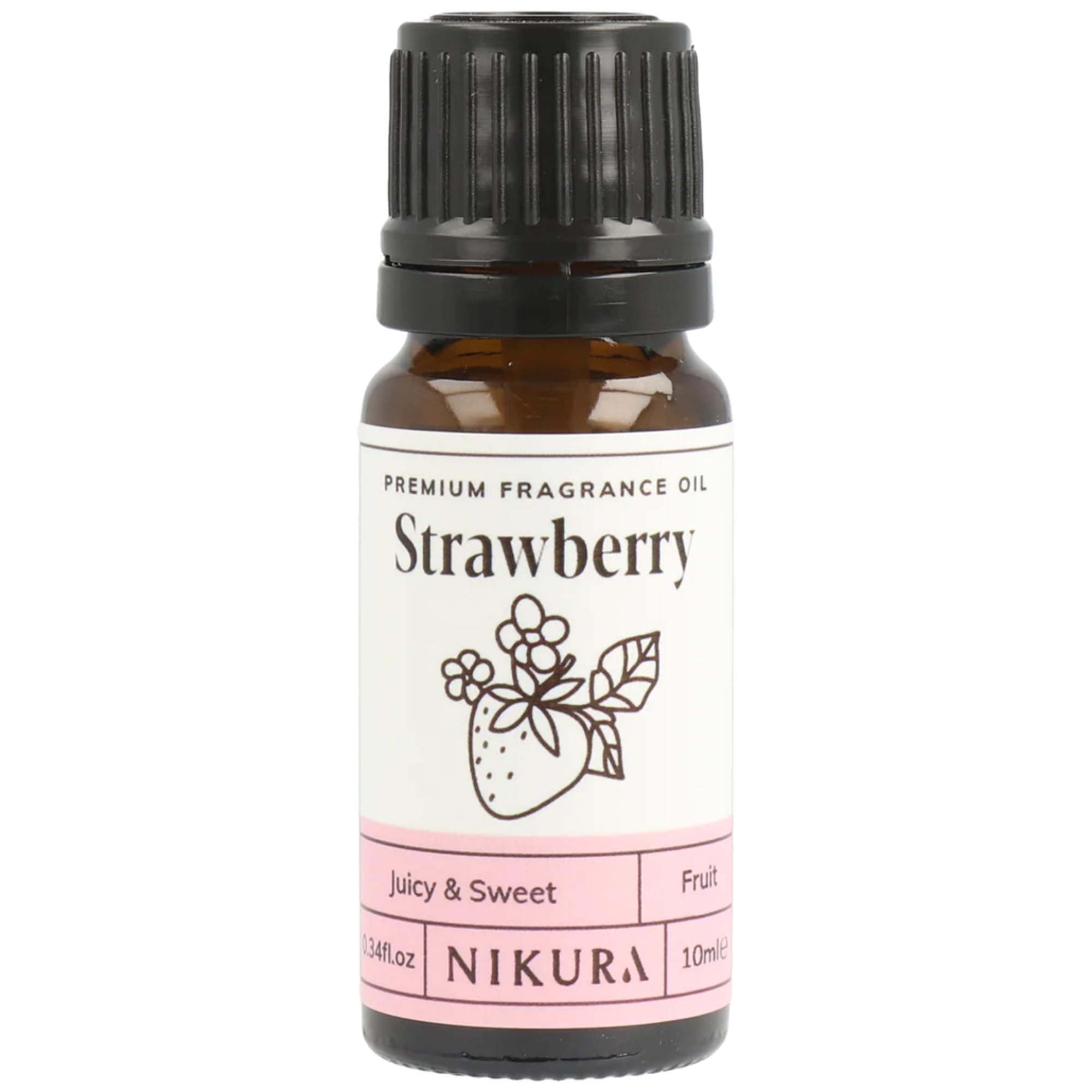 Nikura Strawberry Fragrance Oil - 10ml | Perfect for Soap Making, Candle Making, Wax Melts, Diffuser, Burner | Great for use in Bath Bombs, Perfume Oil, Perfume Scents | Vegan & UK Made