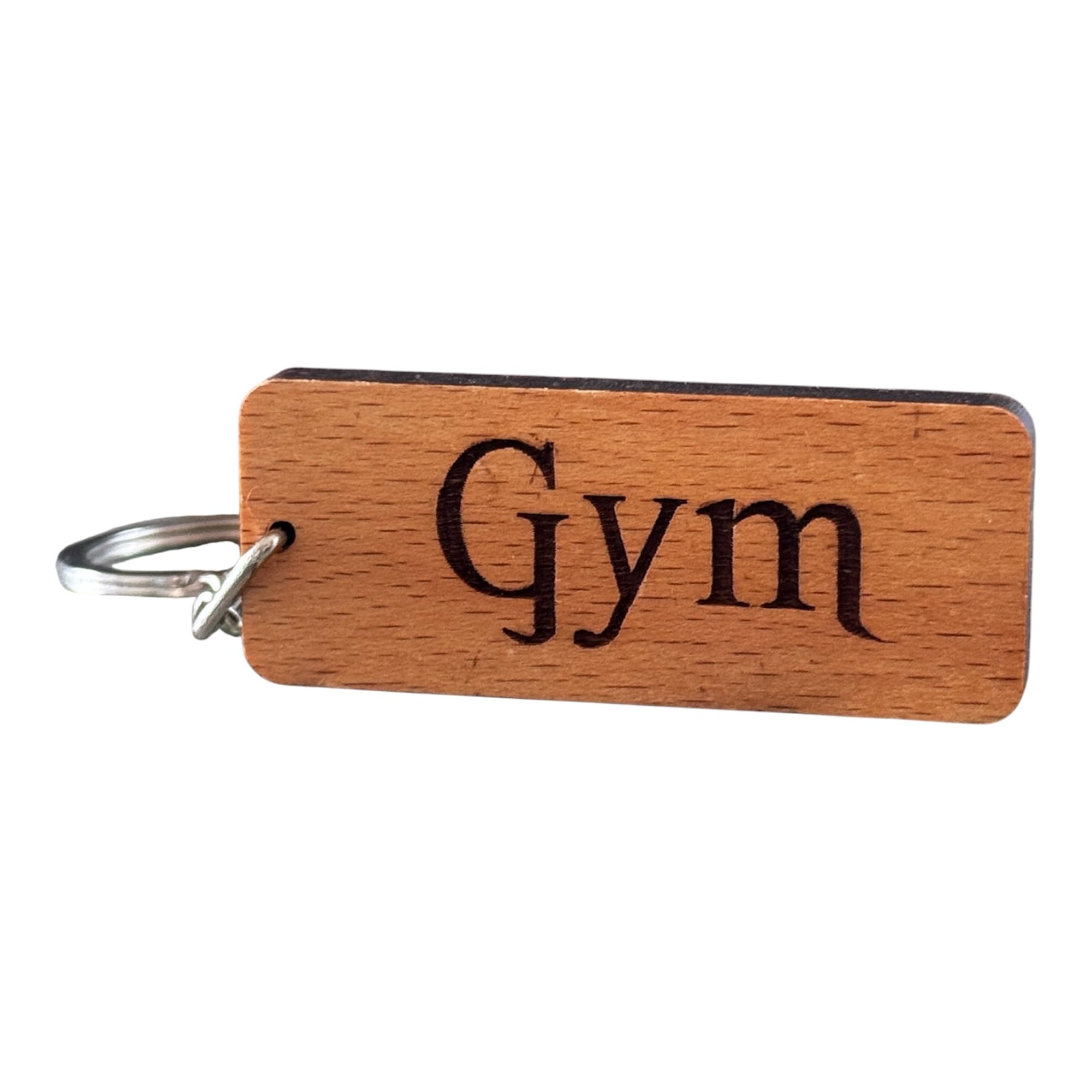 S M Gift Shop Brown Gym Engraved Wooden Keyring Keychain Key Ring Tag