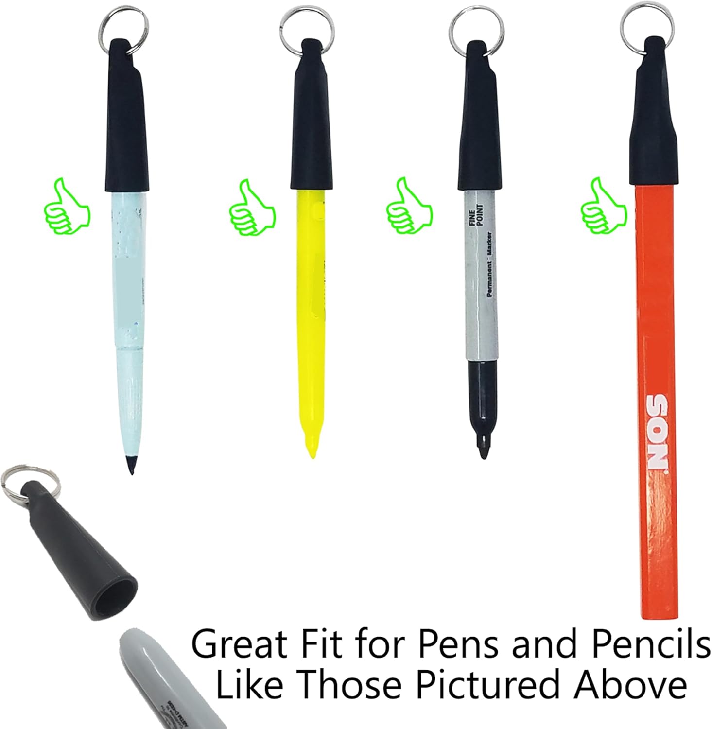 Specialist ID 5 Pack Custom Logo Retractable Pen Reel with Dome Label - Heavy Duty Personalized Marker & Pencil Holder with Metal Belt Clip for Construction, Industrial Work Gear Branding