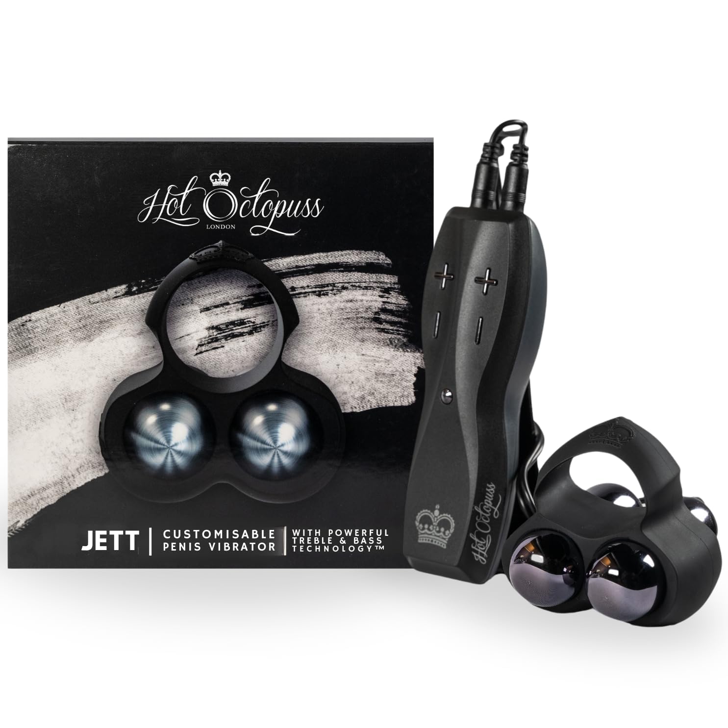Hot Octopuss JETT Hands-Free Masturbator für Männer | Dual-Motor Penisvibrator mit Treble-&-Bass | Silikon-Penishülse + Penisring mit 2 Bullets | batteriebetrieben