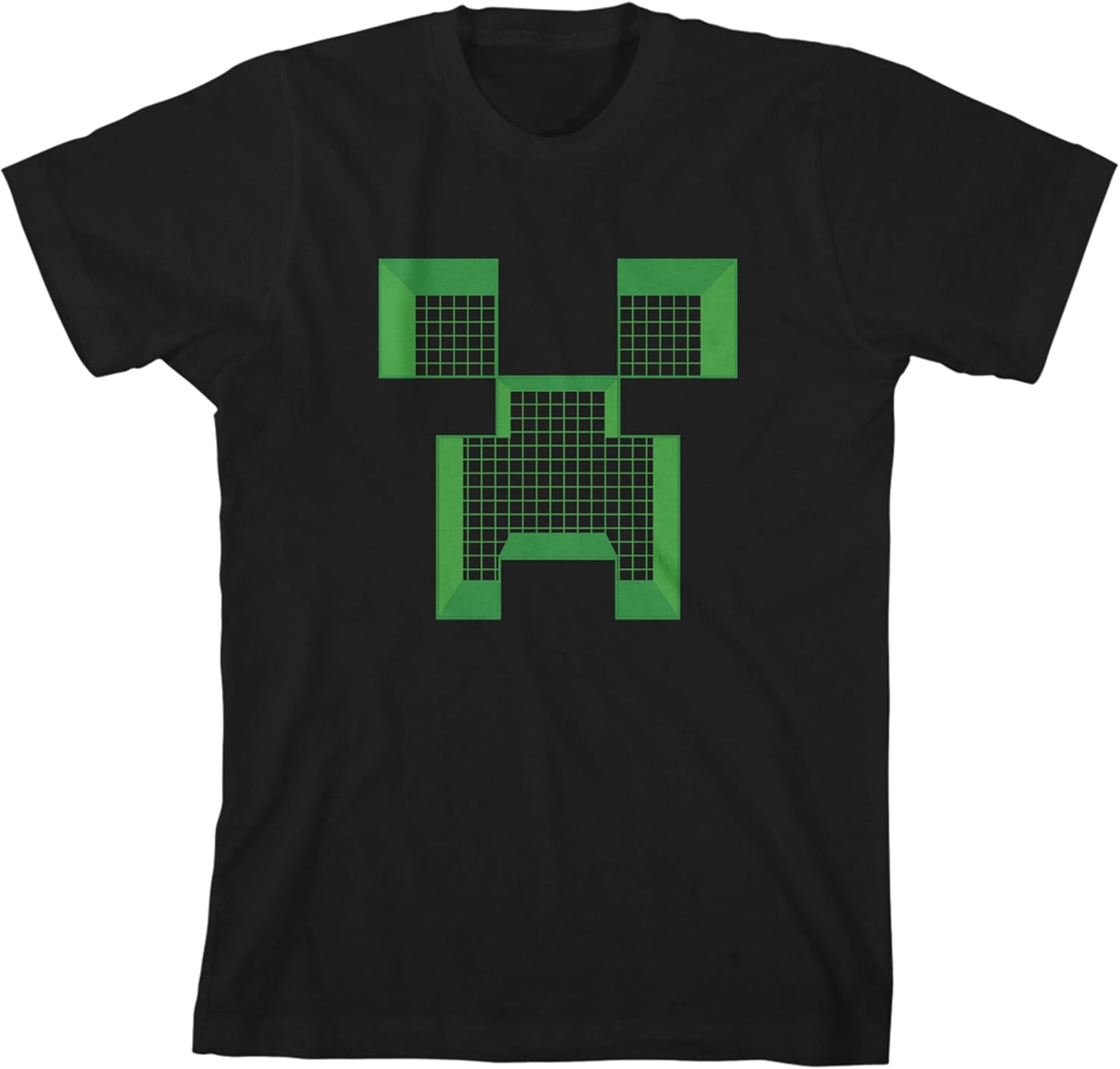 Minecraft Creeper Face Grid Boy's Black T-shirt