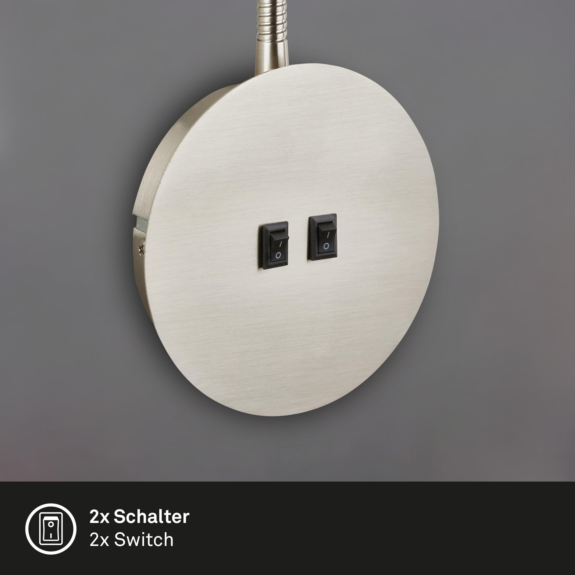 BRILONER – Leselampe mit Backlight, Schwenkbare Wandleuchte Innen, LED Lampe mit 2 Schalter, Wandlampe Innen, Matt-Nickel (Packung mit 2)