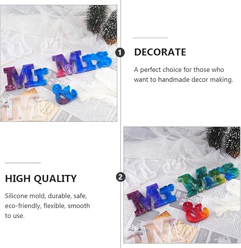 Miniatura 5 de HEALLILY Mr Mrs - Molde de resina de silicona para letrero de palabras de resina epoxi para proyectos de resina de bricolaje, decoración de mesa de