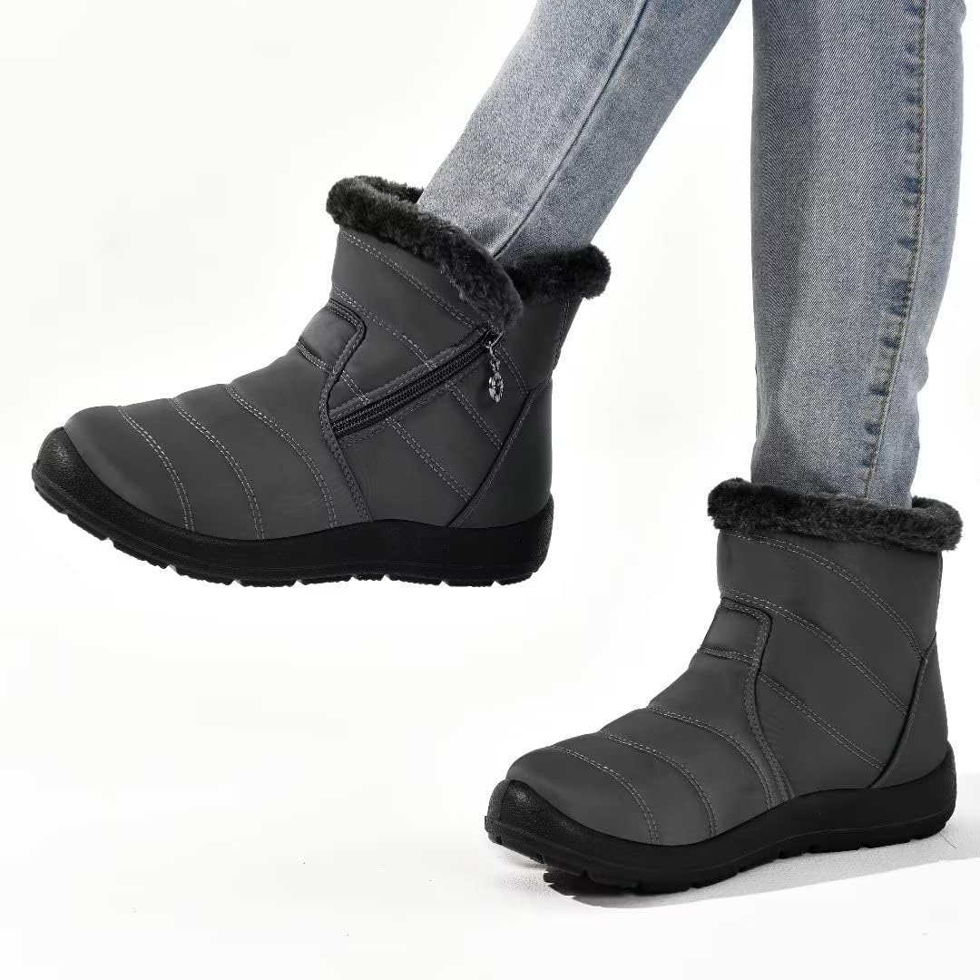 Cheval Winter Snow Zip Up Boots for Women, Fur Lined Warm Ankle Booties, Outdoor Anti-slip Waterproof Comfortable Short Boot, Botas De Invierno Para Mujert - Image 2