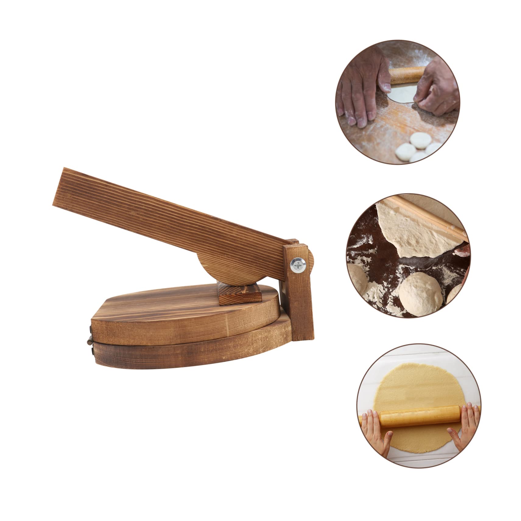OKUMEYR Easy to Use Dumpling Maker Wooden Dough Pressing Tool Dumpling Wrapper Presser Essential Kitchen Gadget