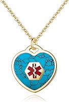 Vista 11 de LinnaLove Collar de alerta médica para mujeres personalizable Pearl/Shell Heart Medical ID colgante con cadena de 24 pulgadas