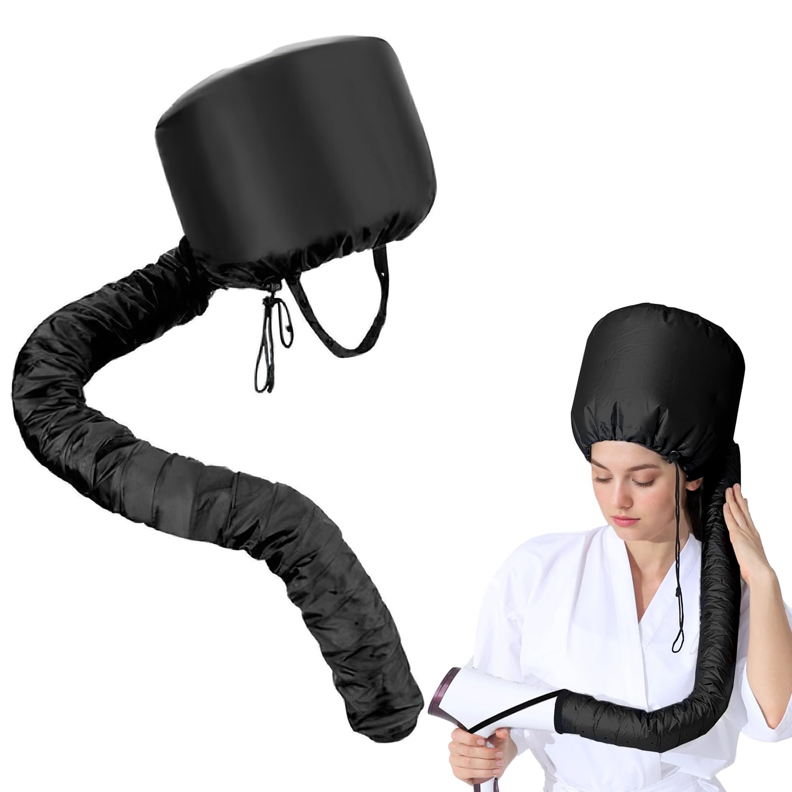  **Casque de séchage noir pour sèche-cheveux, ideal pour cheveux crépus**
| **Capot de séchage curling en noir avec cond