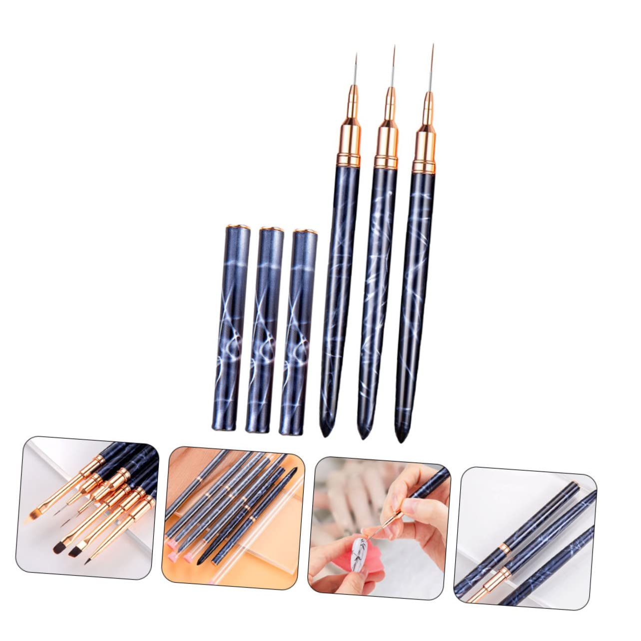FRCOLOR 15pezzi Pennelli Per Nail Art Liner Con Punta Ultra-fine Per Disegno e Decorazione Unghie Per Tecniche Di Nail Art e Manicure Fai Da Te Strumento Professionale Per Unghie Eleganti