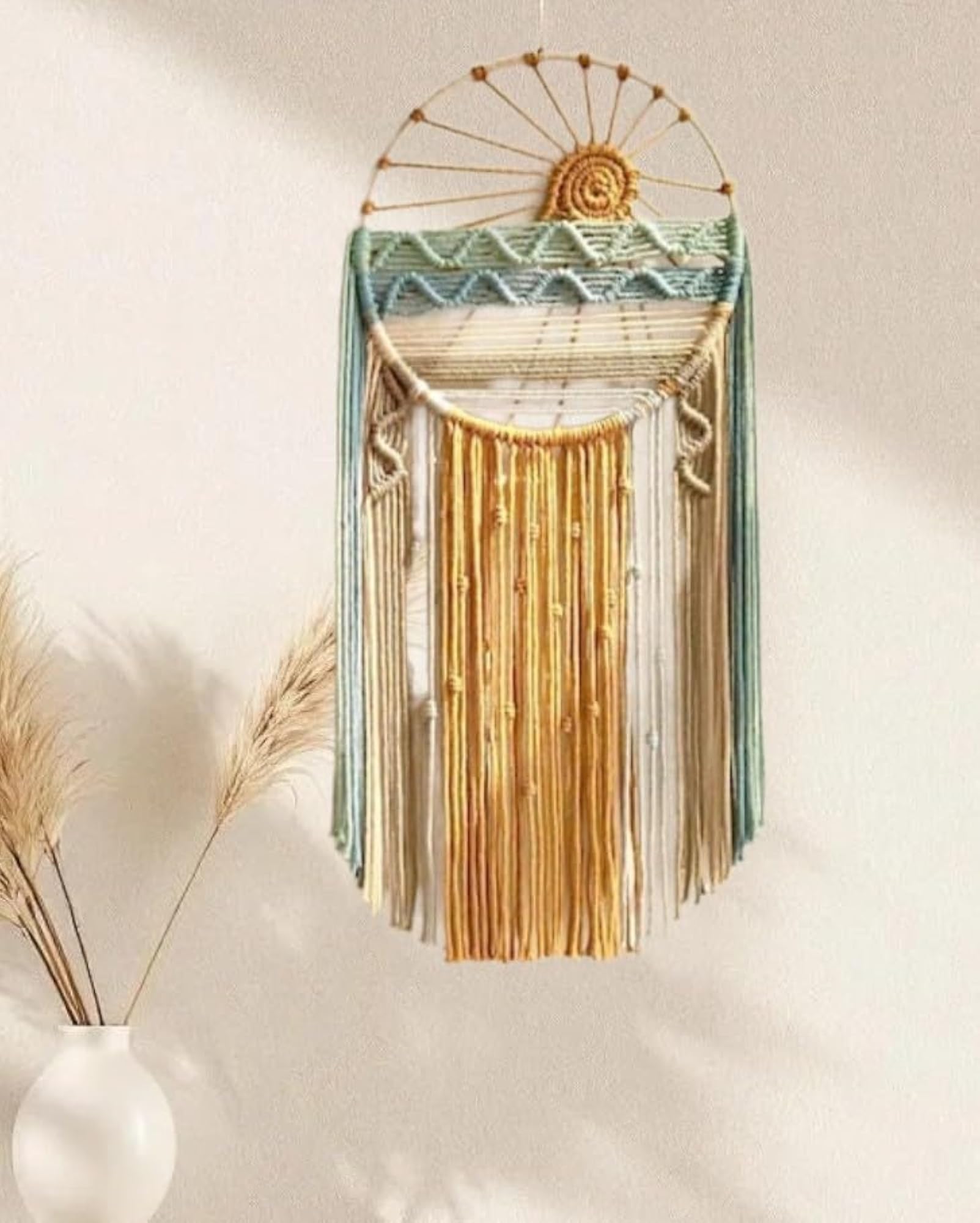 Dreamcatcher Macrame Woven Sunrise Wall Hanging for Positivity