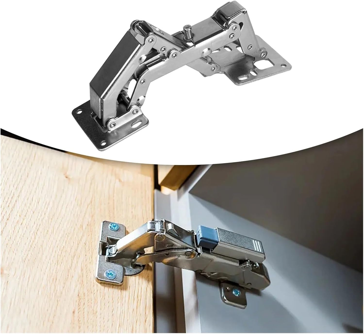 180 Degree Hinges Frameless Cabinet Hydraulic Soft Close Kitchen Cupboard Doors Cold Rolled Steel Material(Silver)