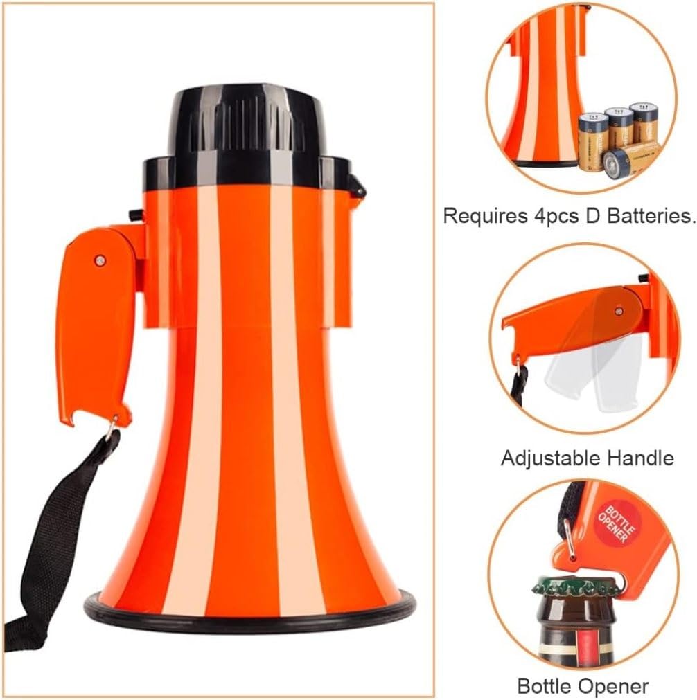 Mégaphone portable avec sirène et contrôle du volume pour activités sportives intérieures et extérieures