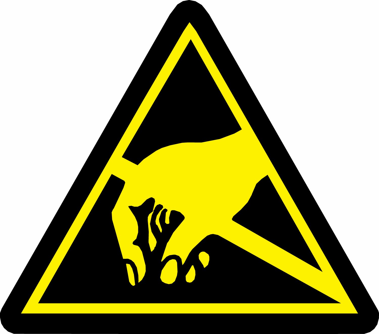 Brady 60223 Étiquettes d'avertissement en vinyle sensible à la pression, noir sur jaune, 10,2 cm de haut x 10,2 cm de large, pictogramme « Appareils sensibles statiques » (10 étiquettes par colis)