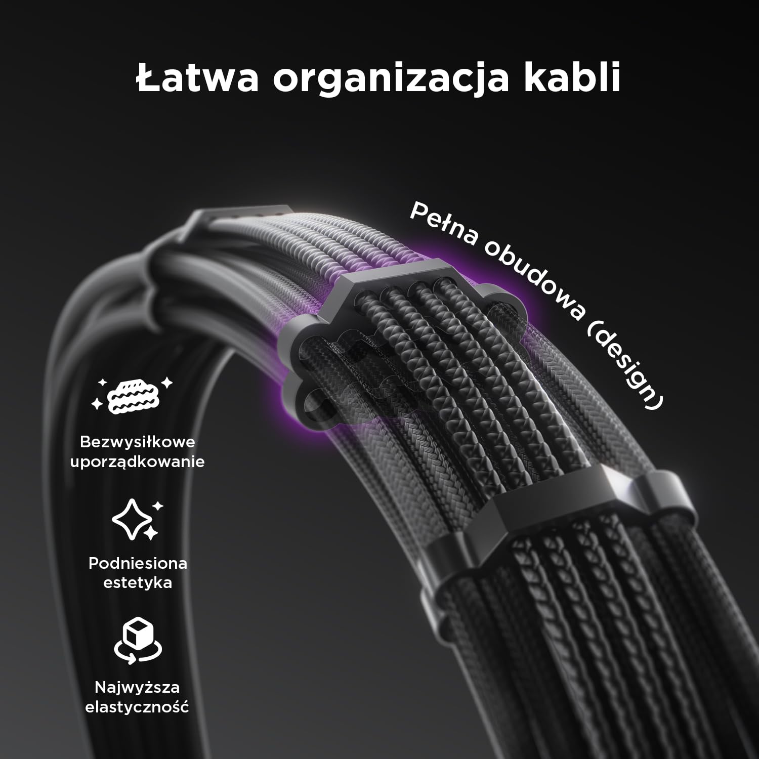 AsiaHorse PCIE 5.0 12VHPWR PSU przedłużacz kabla Kit [16AWG] kabel zasilający do CPU i GPU 30 cm