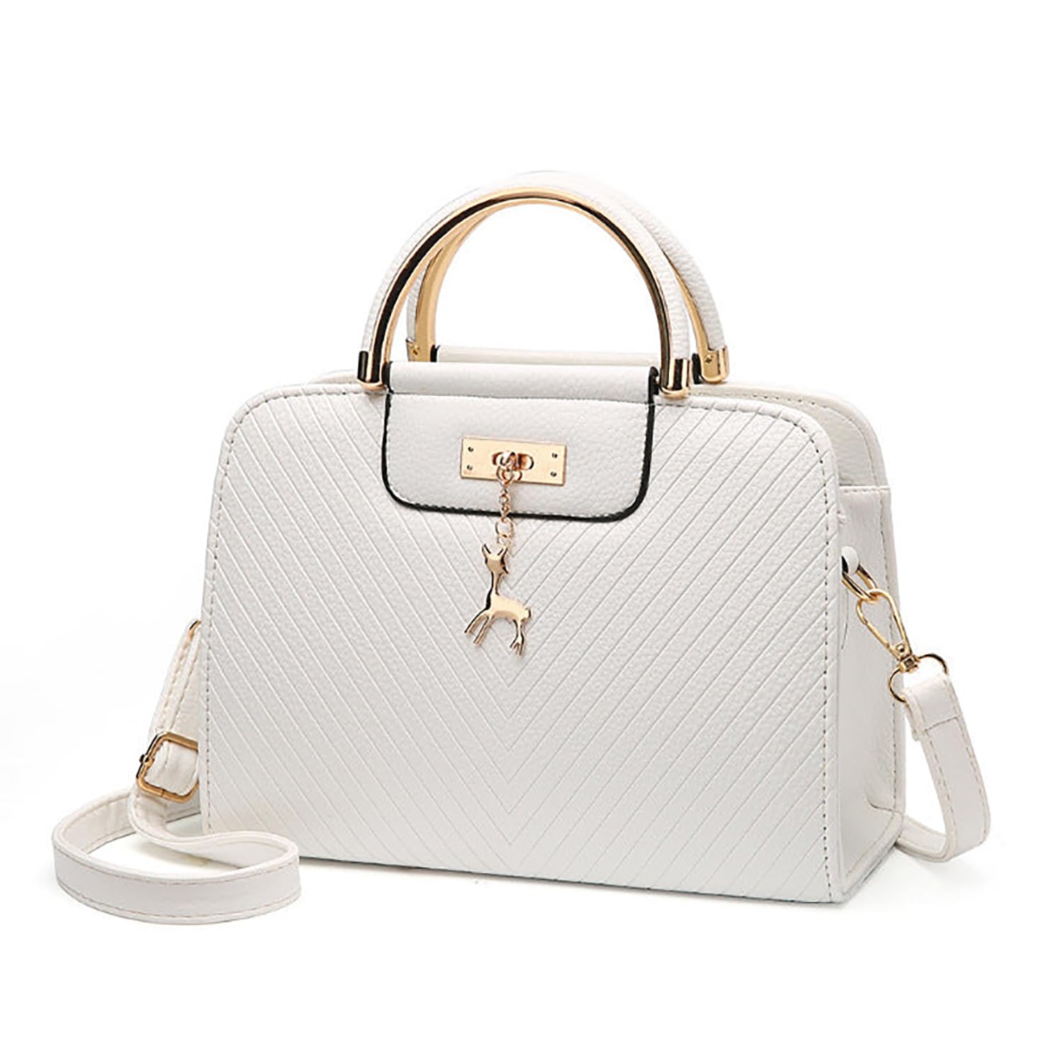 SYGA Womens Handbag Corrugated Fawn Pendant Cute Shoulder Bag Fashionable Style Crossbody Bag(White) (B0D2615ZHJ) Amazon Price History, Amazon Price Tracker