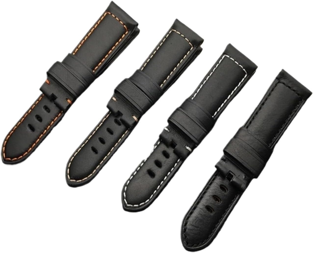 MJMT06 22mm 24mm 26mm Black Brown Stiching Vintage Italian Cow Leather Watch Band Bracelet Watchband Compatible with PAM441 Compatible with Panerai Strap Tools
