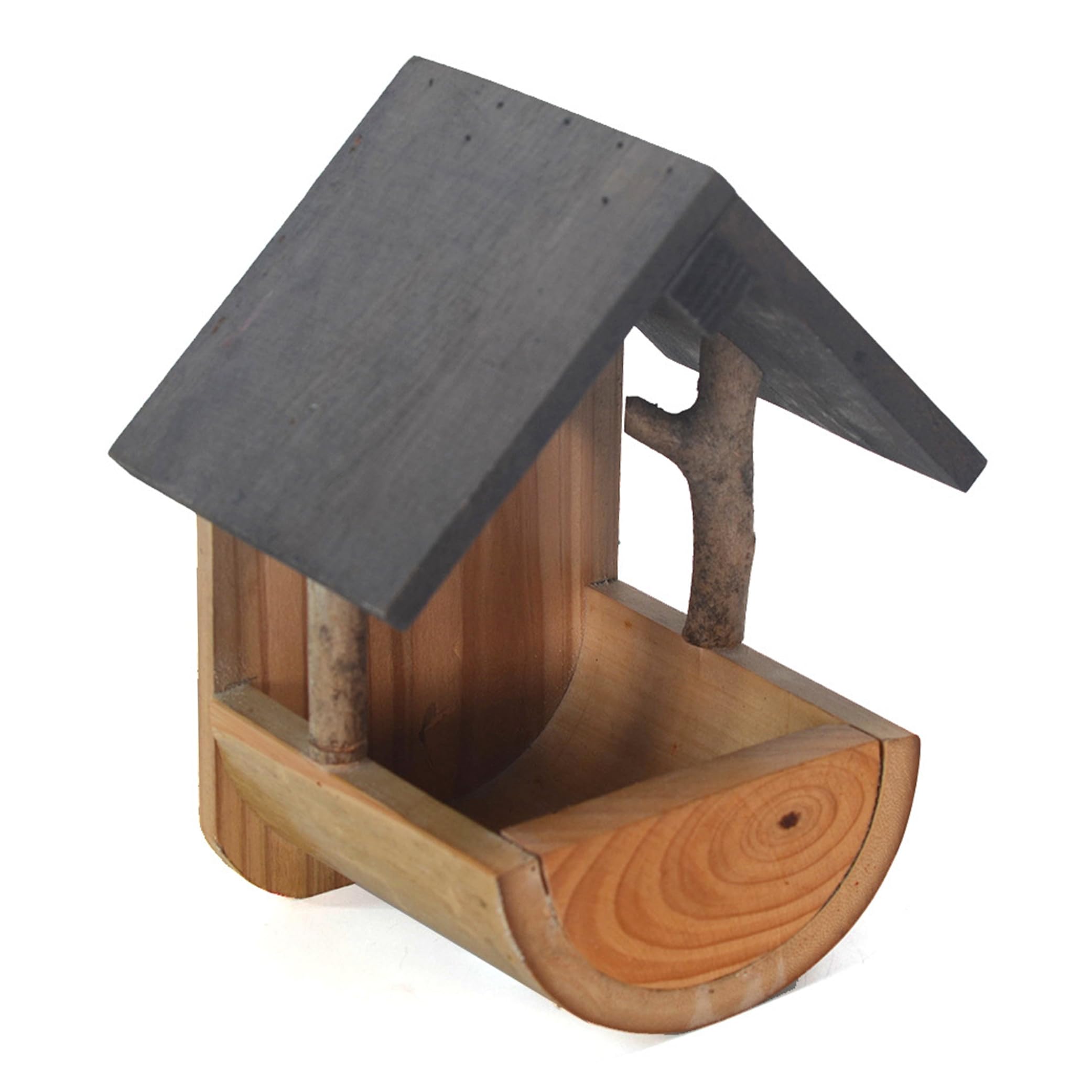 Ameble Handmade Wooden Bird Feeder House, Large Capacity Wall-Mounted Wild Bird Feeders, Outdoor Garden Decor, 7.09x5.31x9.06 Inch, Rustic Hanging Birdhouse