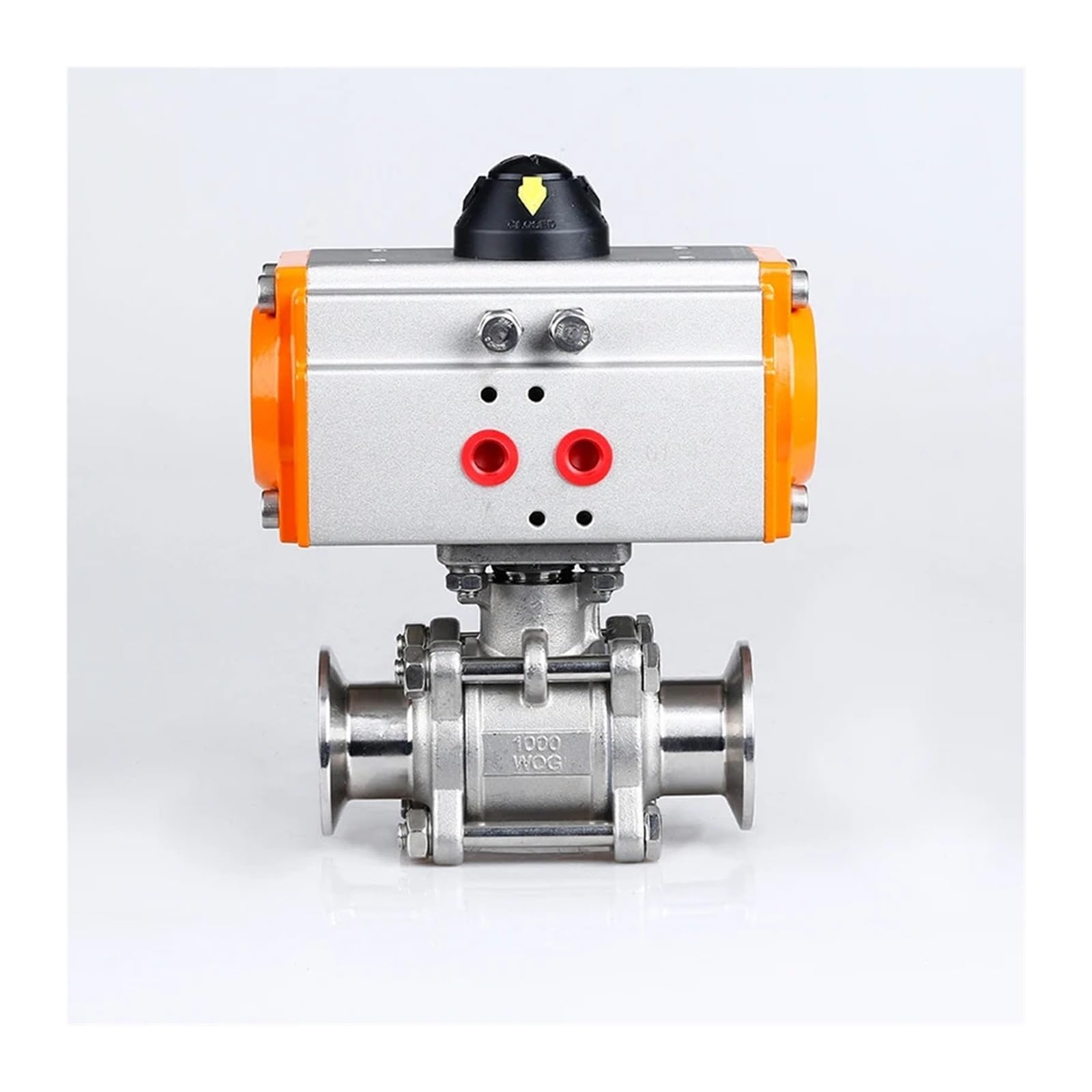 DN20 SS304 Three PieceStainless Steel Sanitary Tri Clamp Ferrule Type Ball Valve Double Acting Cylinder