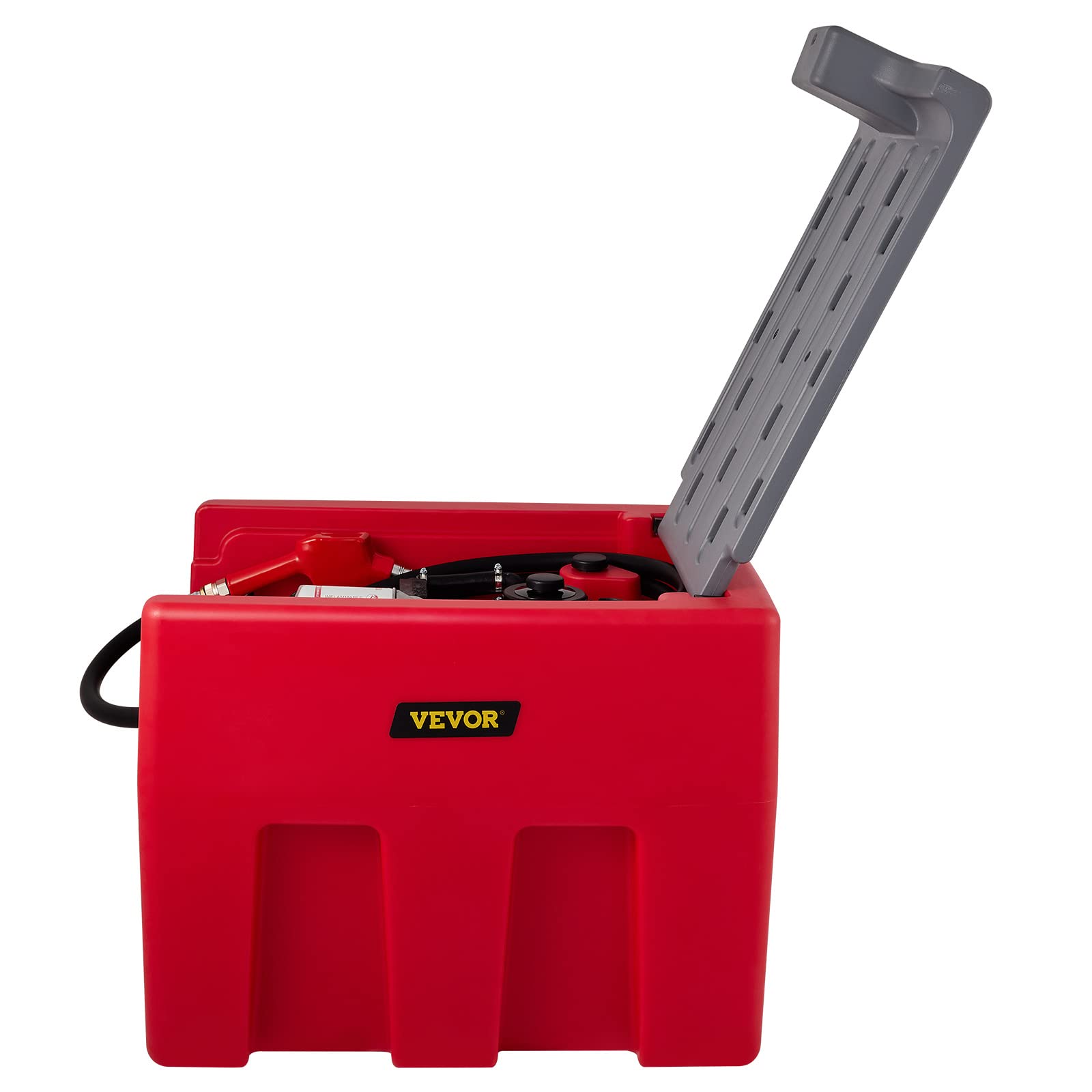 VEVOR Serbatoio per Diesel Portatile Capacità 220 Litri Portata 10,6 GPM, Serbatoio per Carburante con Pompa di Trasferimento Elettrica da 12 V Tubo in Gomma 3,9 m, Rosso