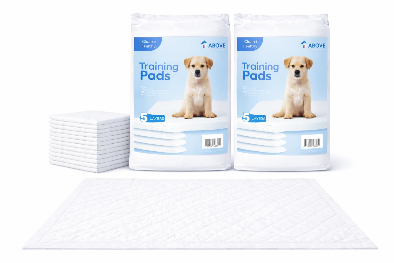 1ABOVE Heavy Duty Super Absorbent Fast Drying Puppy Training Pads | 5 Layers Leak Proof Design | Non-Woven Fabric | Water Resistance Back Sheet pack of 100 (56x56cm 100,count)