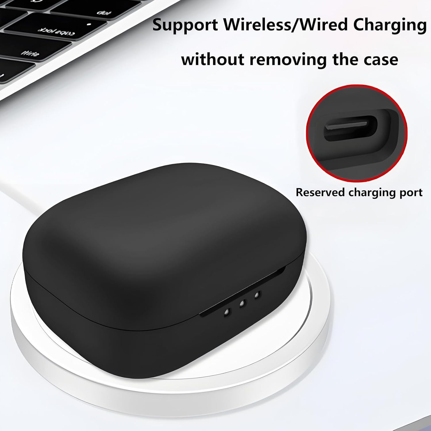 Case Compatible with EarFun Air Pro 4 Earbuds, Soft Silicone Case Cover with Cleaner Kit Shockproof Protective Cover with Carabiner Accessories Keychain (Black) - Image 4