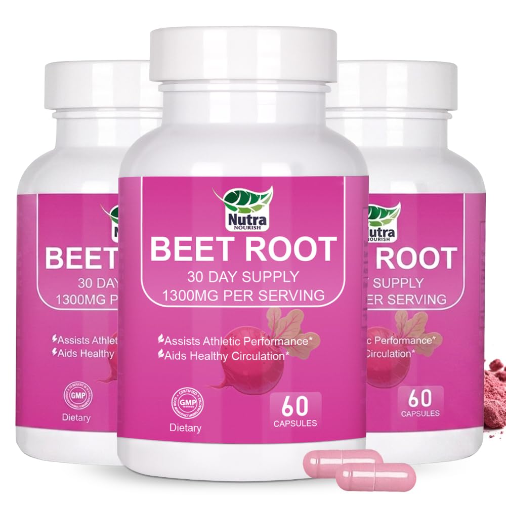 Organic Beet Root Capsules – 1300mg per Serving (180 Vegan) Capsules Beetroot Powder Supplement for Daily Wellness – Vegan Nitrates to Support Daily Vitality 3 Pack