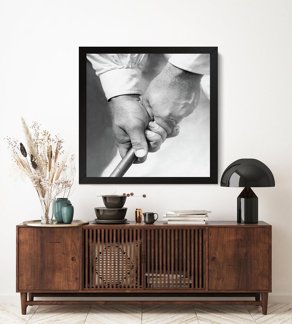 GADGETS WRAP Printed Photo Frame Matte Painting for Home Office Studio Living Room Decoration (17x17inch Black Framed) - Bobby Jones Holding A Golf Club