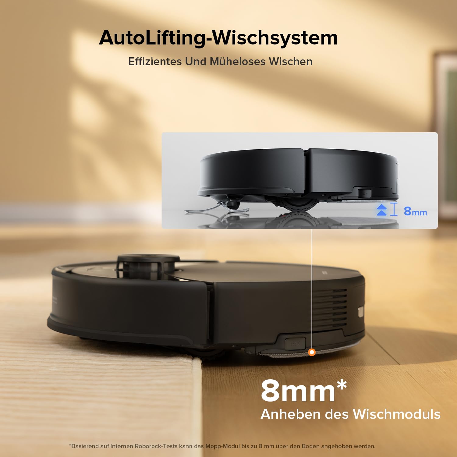 roborock Q10 S5 Saugroboter mit Wischfunktion, 10.000 Pa HyperForce Saugkraft, Dual Anti-Tangle System, Auto Lifting Mopping, Ideal für Tierhaare, Teppiche, Hartböden (Schwarz)