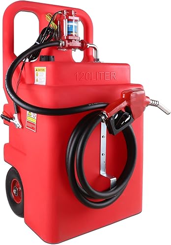 Tanque portátil de combustible diésel de 32 galones con bomba de transferencia eléctrica de 12 V 12 GPM, boquilla de combustible automático para