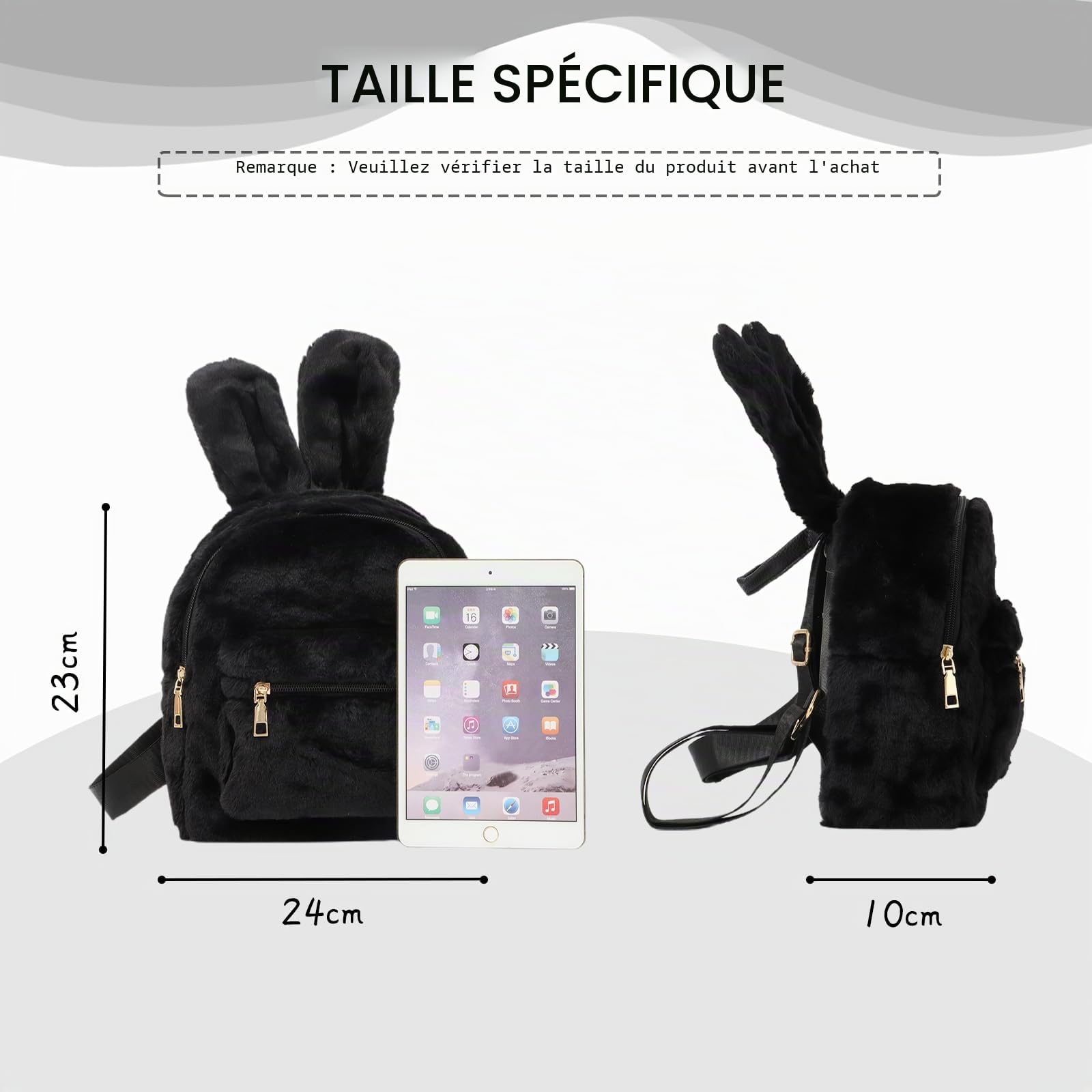 Sacs à dos de Lapin Mignons pour Filles, Sac à dos pour Femmes avec Oreilles de Lapin Sac à Bandoulière en Peluche Sac d'école Cartable